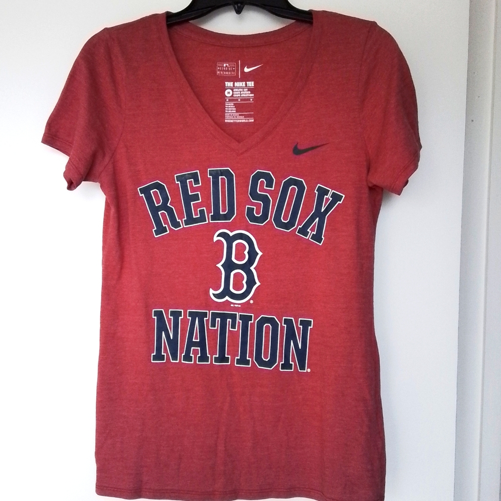 Nike Boston Red Sox Nation Red V-Neck Tee, MLB, size Medium